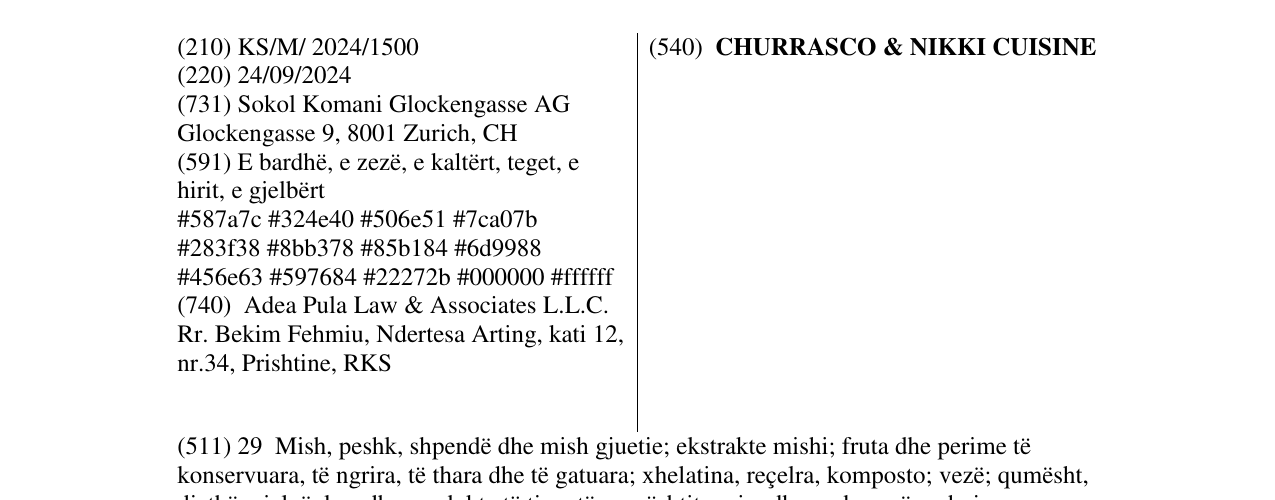 Zëri i markës CHURRASCO & NIKKI CUISINE në buletin