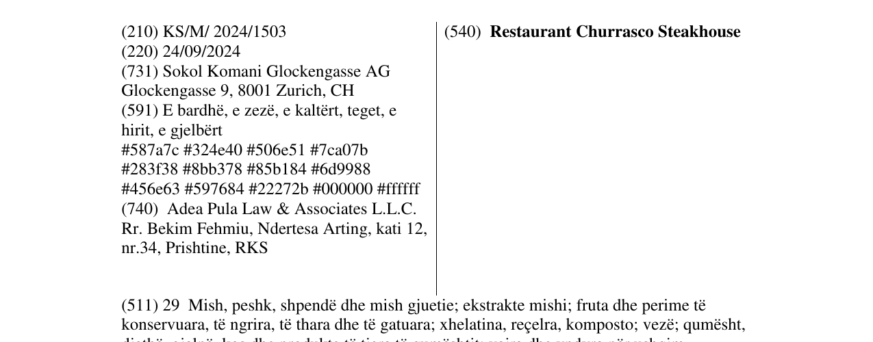 Zëri i markës Restaurant Churrasco Steakhouse në buletin