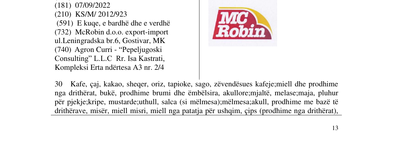 Zëri i markës MCRobin në buletin