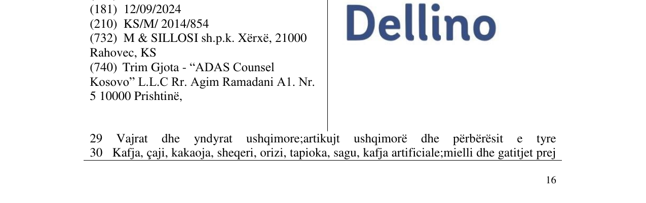 Zëri i markës Dellino në buletin