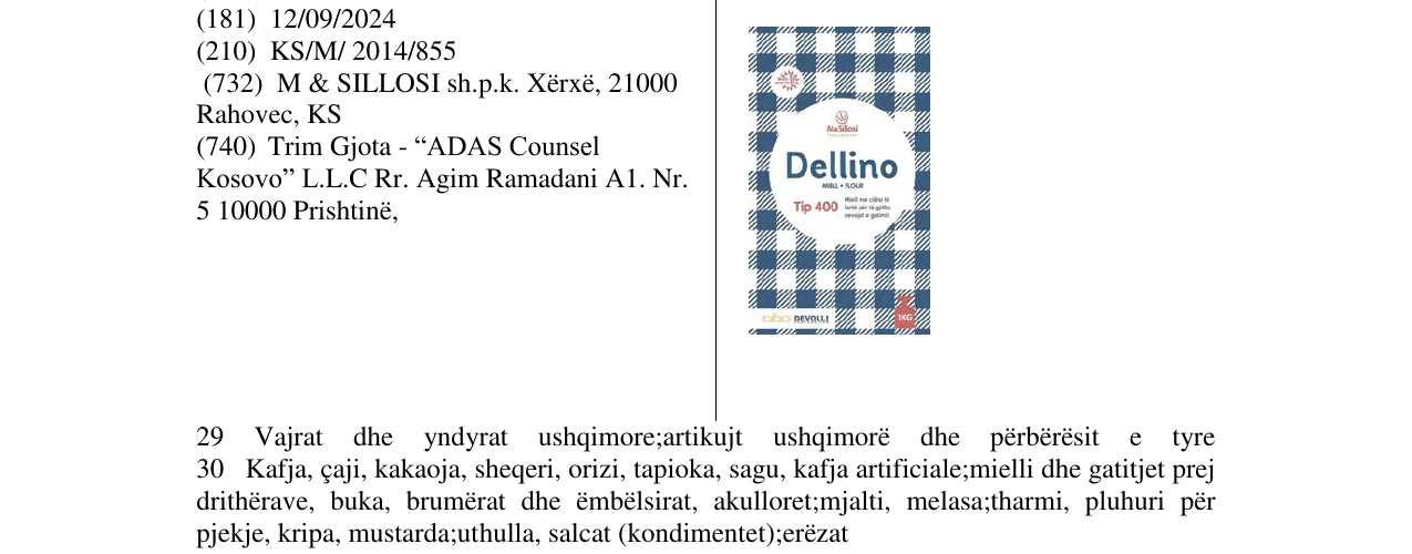 Zëri i markës Dellino 1 kg në buletin