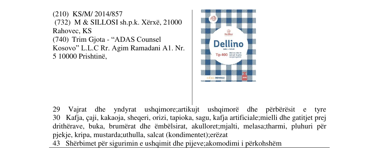 Zëri i markës Dellino 25 kg në buletin