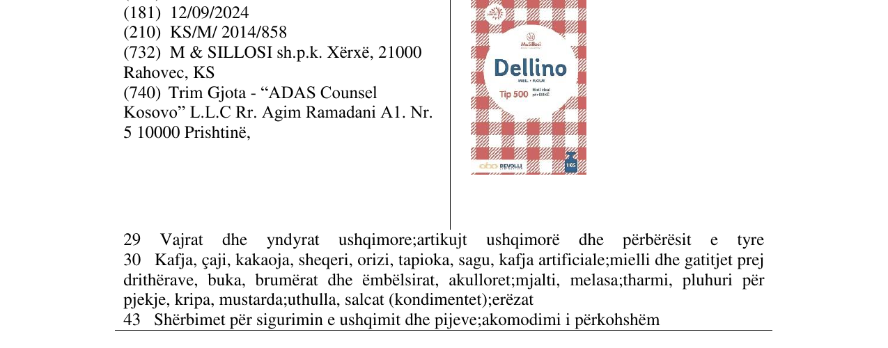 Zëri i markës Dellino Tip 500 1kg në buletin