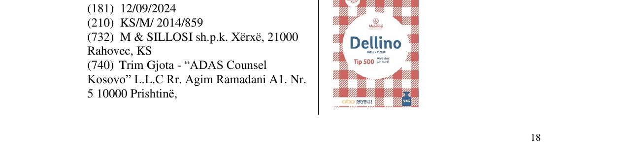 Zëri i markës Dellino Tip 500 5kg në buletin