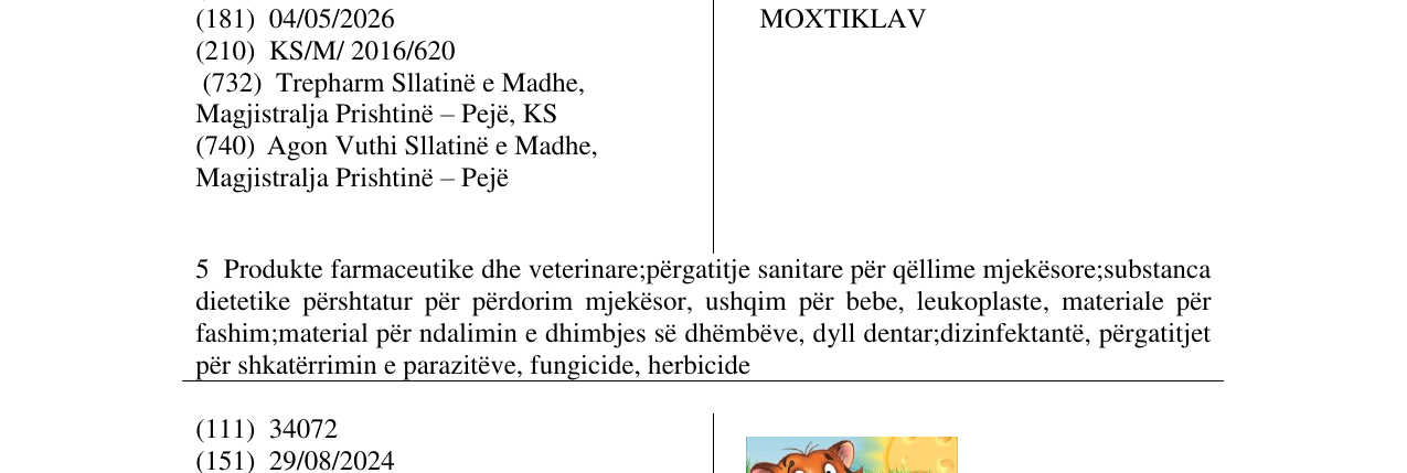 Zëri i markës MOXTIKLAV në buletin
