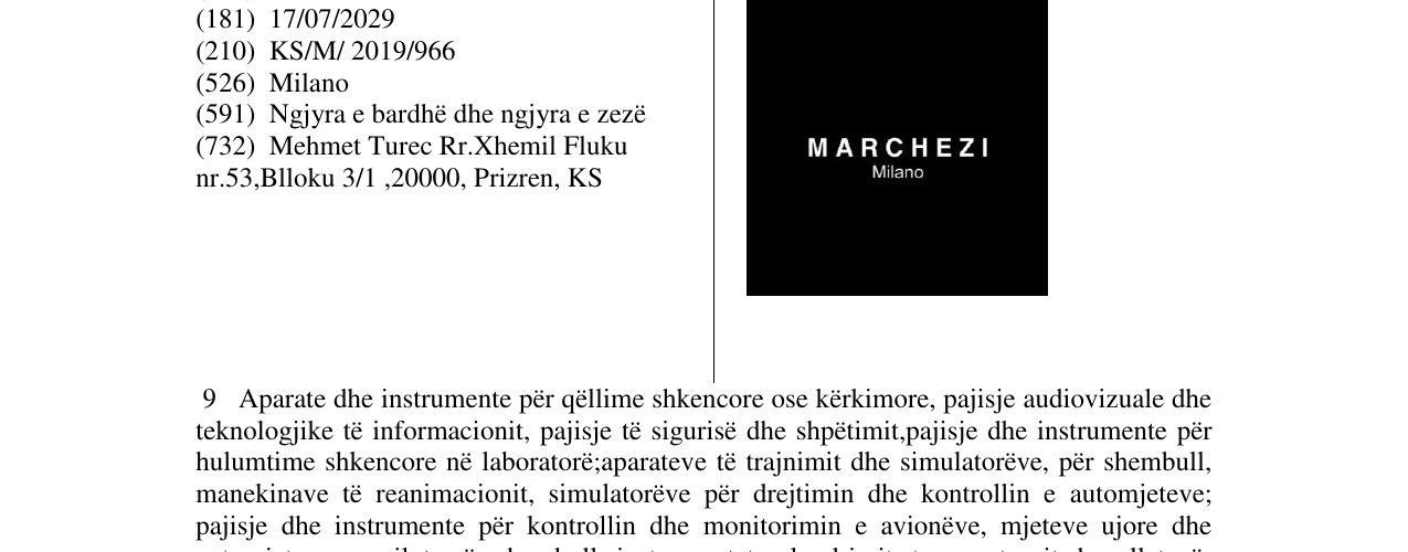 Zëri i markës MARCHEZI në buletin