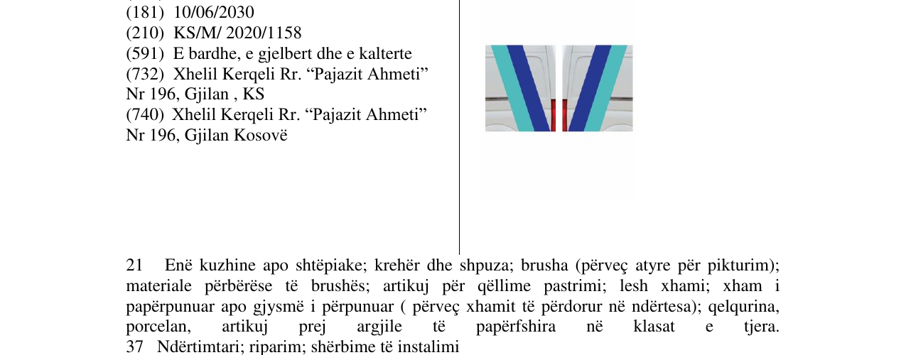 The entry of the trademark GLASS in the bulletin