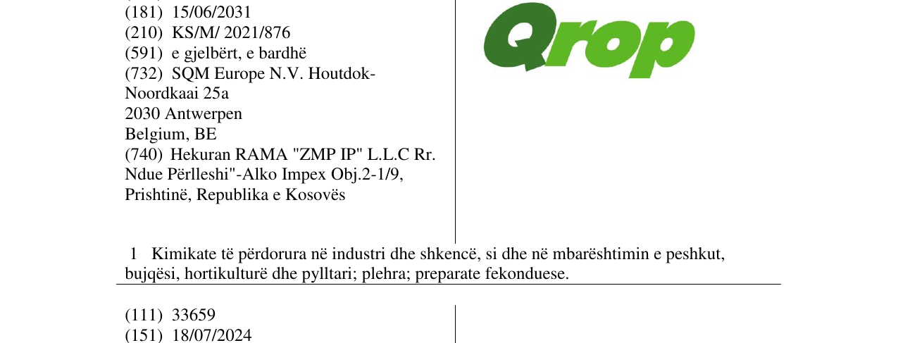 Zëri i markës Qrop në buletin