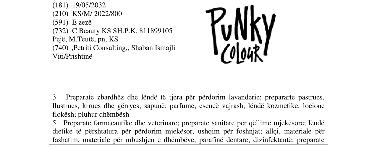 Zëri i markës PuNky coLouR në buletin
