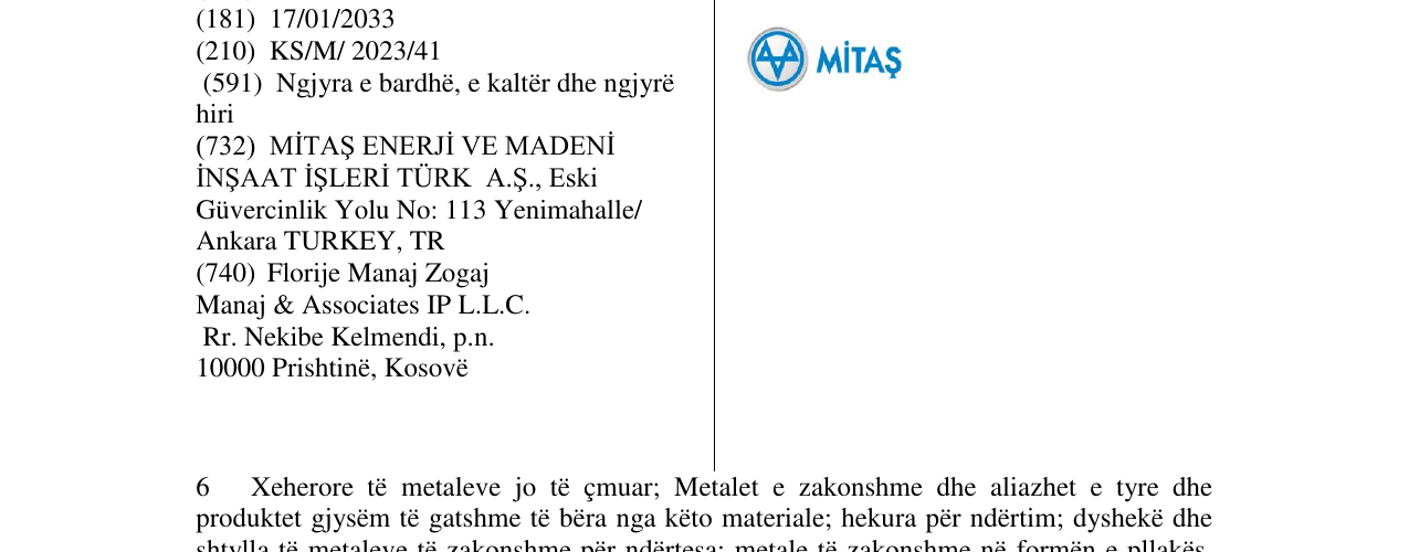 Zëri i markës MITAS në buletin