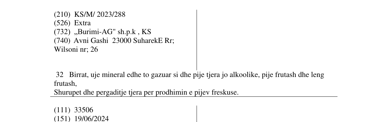 Zëri i markës Extra Frupi në buletin