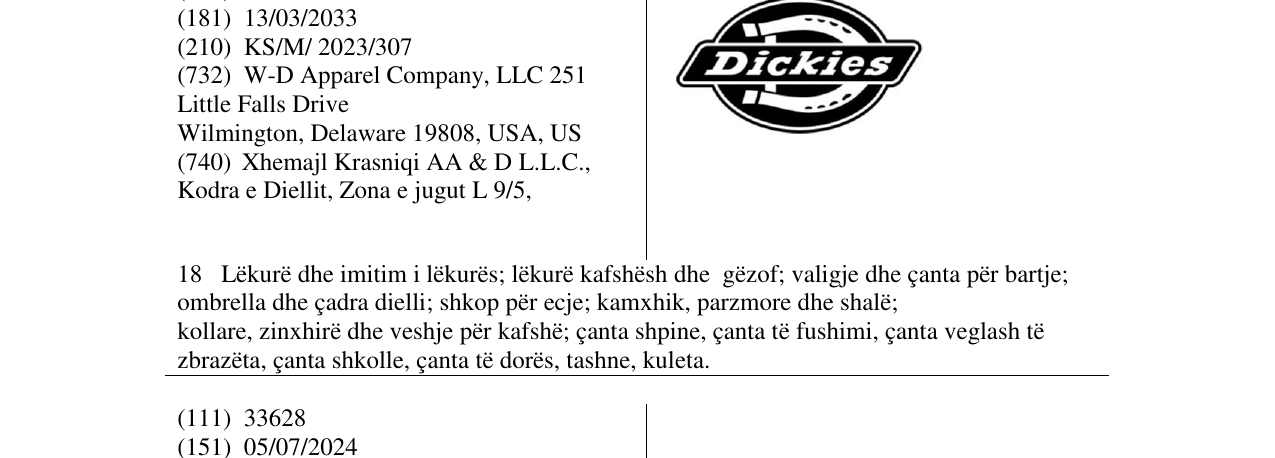 Zëri i markës Dickies në buletin