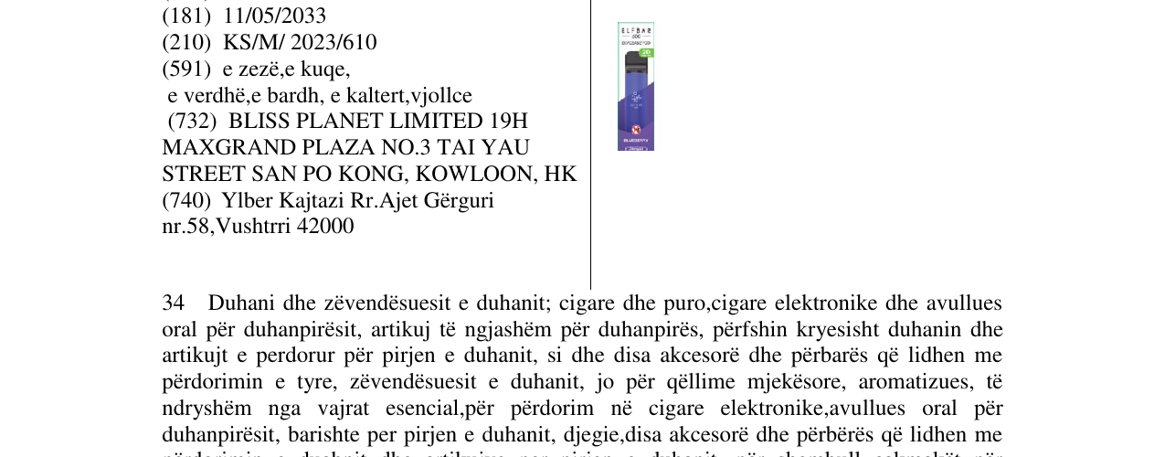 Zëri i markës ELFBAR në buletin