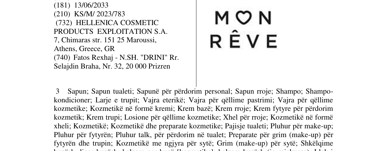 Zëri i markës MON REVE në buletin