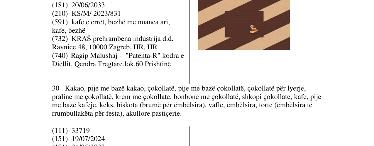 Zëri i markës BAJADERA në buletin
