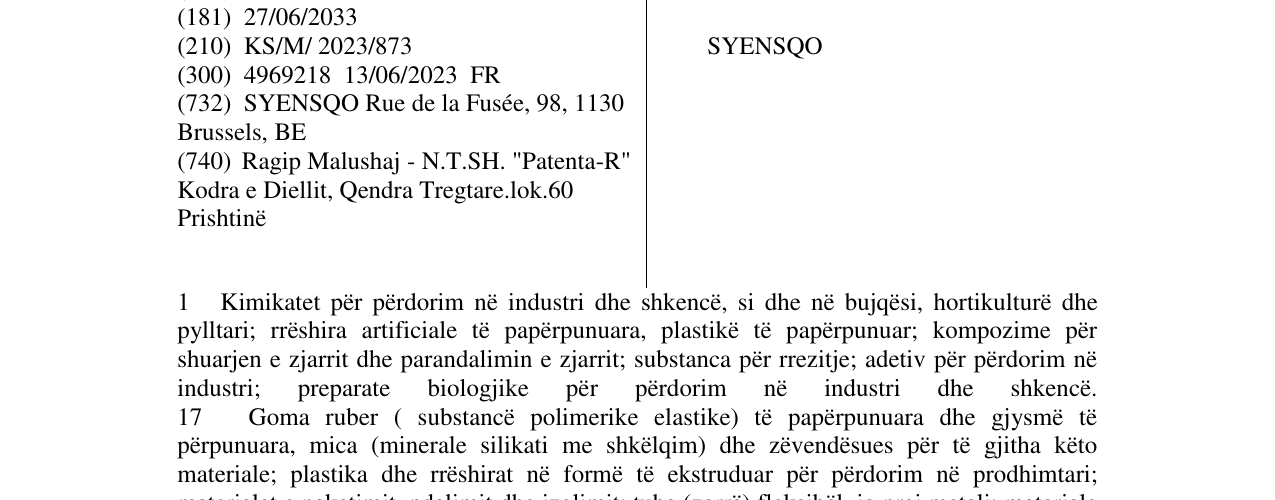 Zëri i markës SYENSQO në buletin