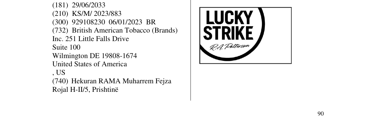 Zëri i markës LUCKY STRIKE në buletin