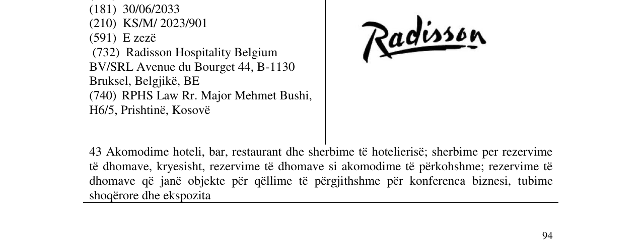 Zëri i markës Radisson në buletin