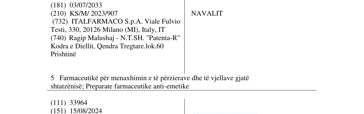 Zëri i markës NAVALIT në buletin