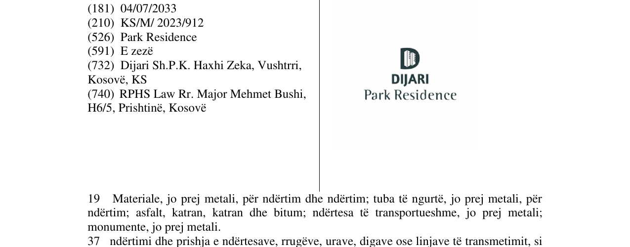 Zëri i markës DIJARI Park Residence në buletin