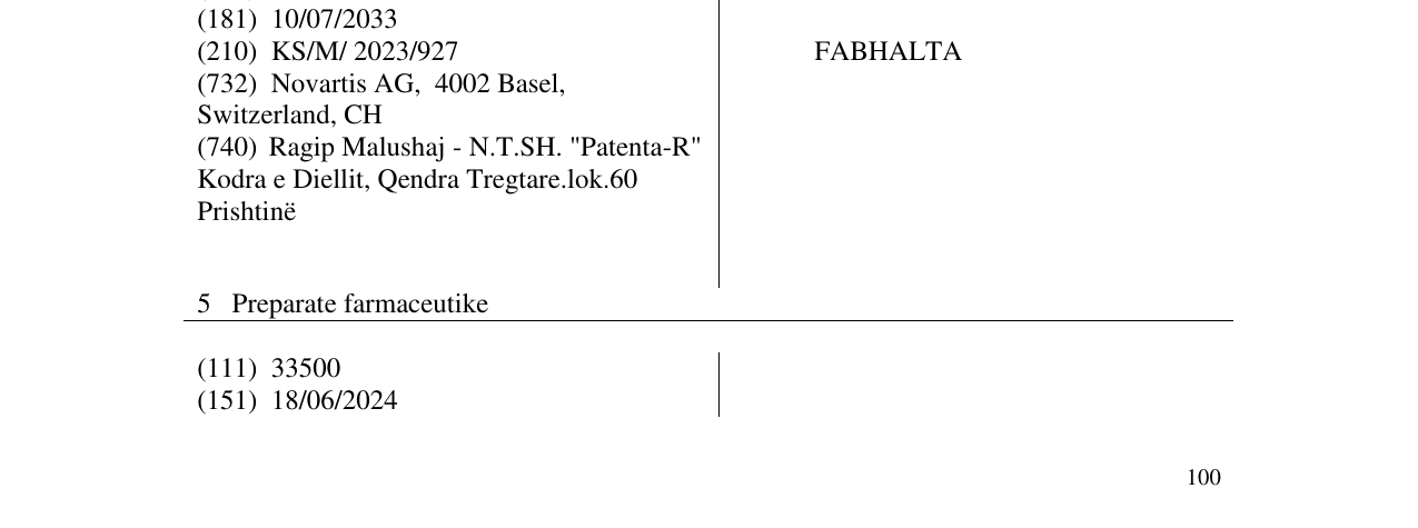 Zëri i markës FABHALTA në buletin