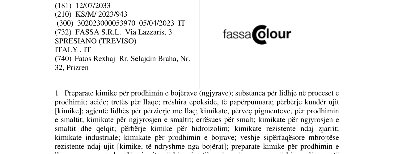 Zëri i markës fassa colour në buletin