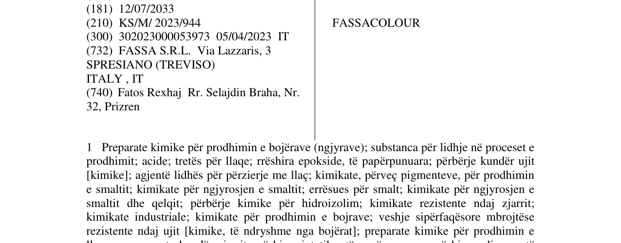 Zëri i markës FASSACOLOUR në buletin
