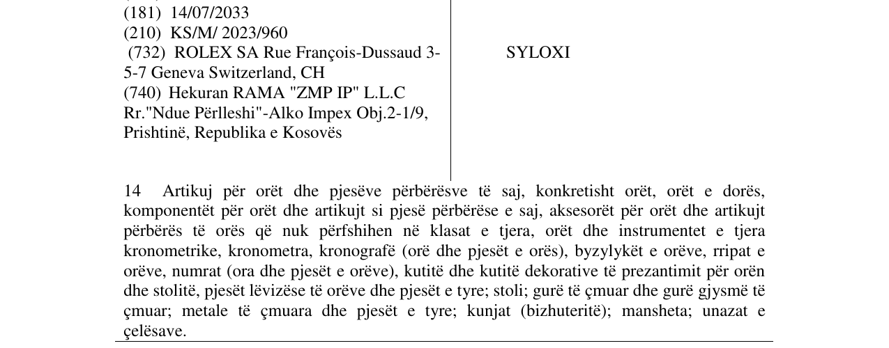 Zëri i markës SYLOXI në buletin
