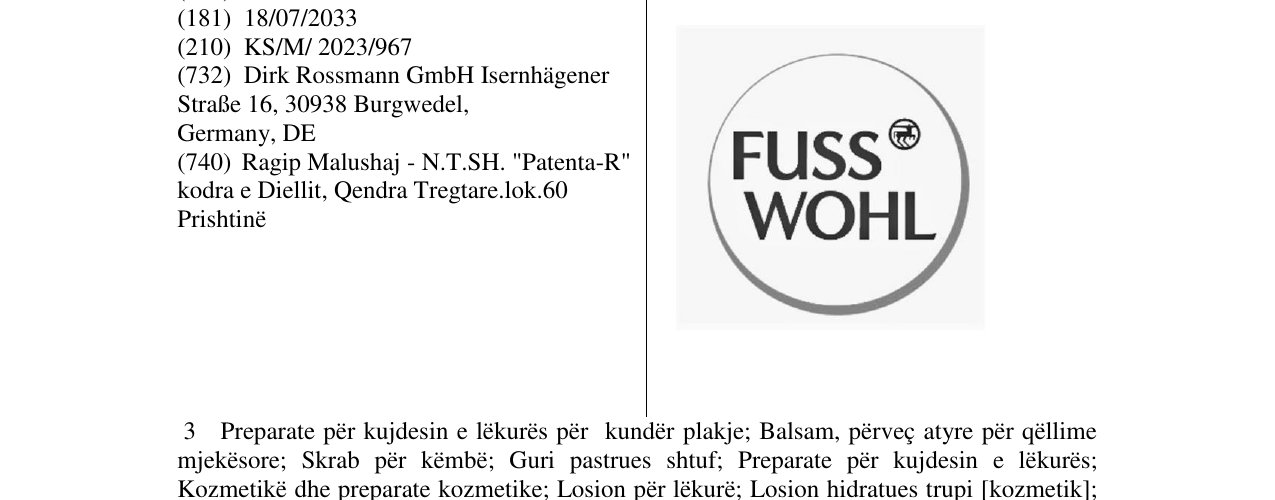 Zëri i markës FUSS WOHL në buletin