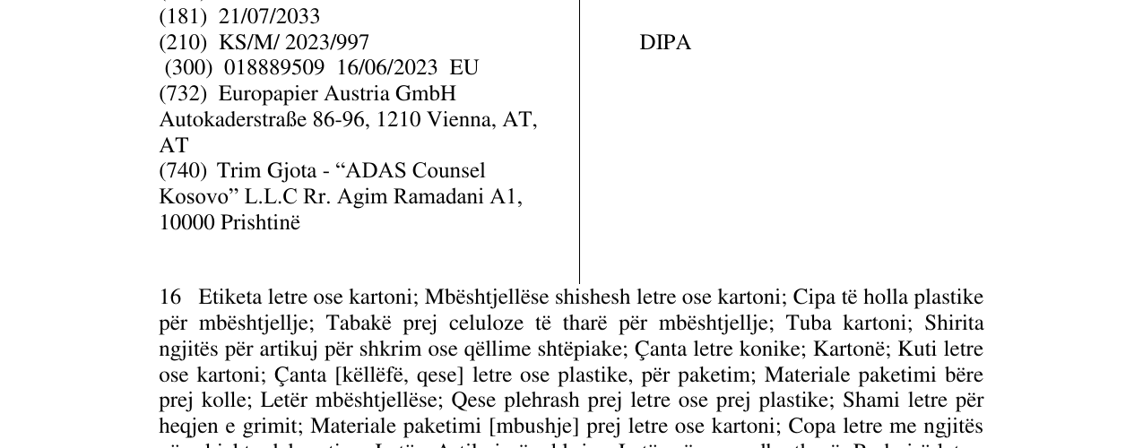 Zëri i markës DIPA në buletin