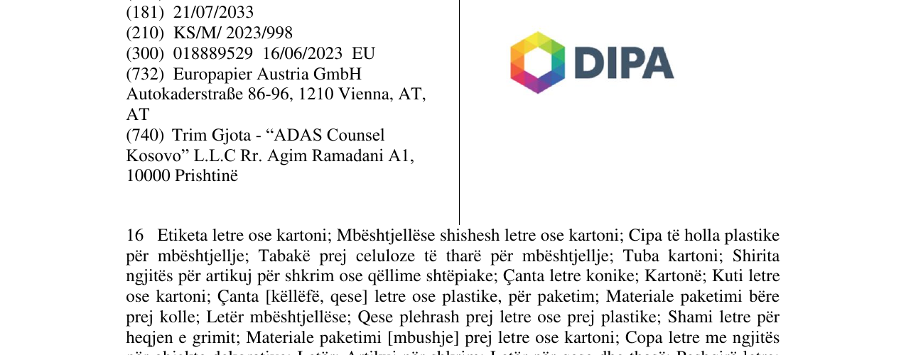 Zëri i markës DIPA në buletin