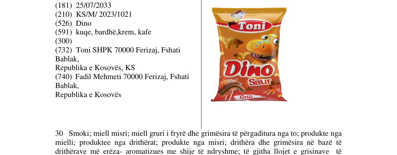 Zëri i markës toni dino në buletin