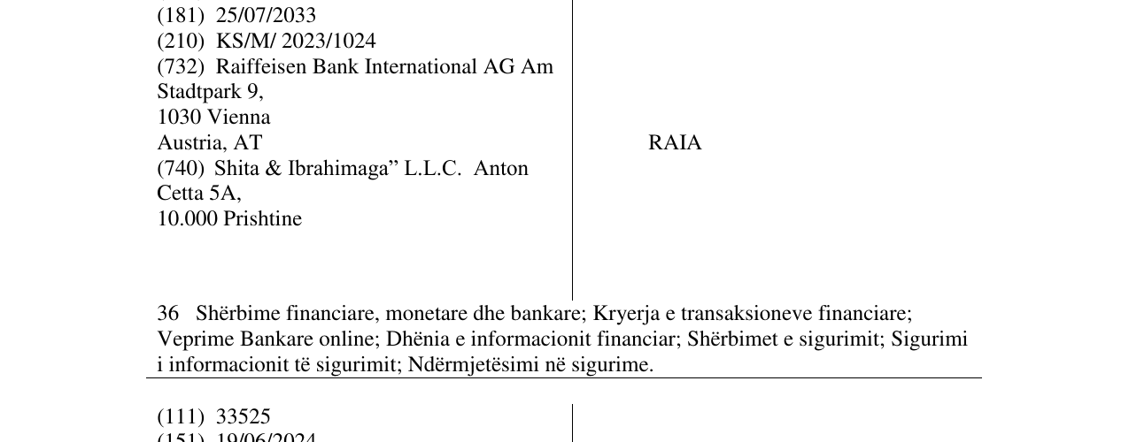 Zëri i markës RAIA në buletin