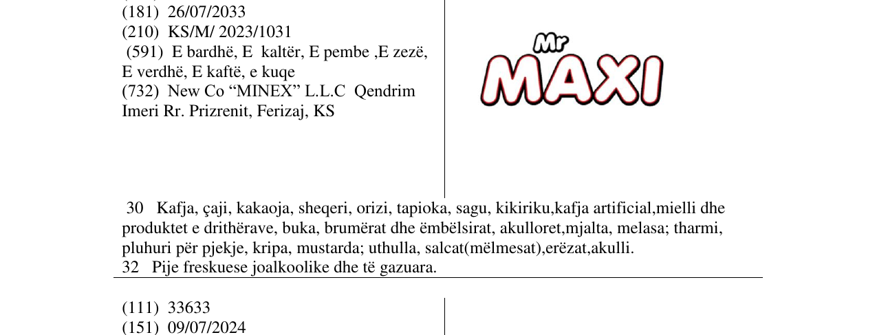Zëri i markës Mr MAXI në buletin