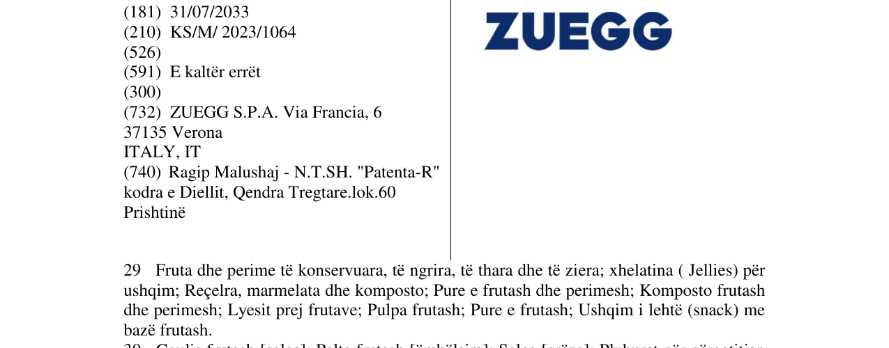 Zëri i markës ZUEGG në buletin