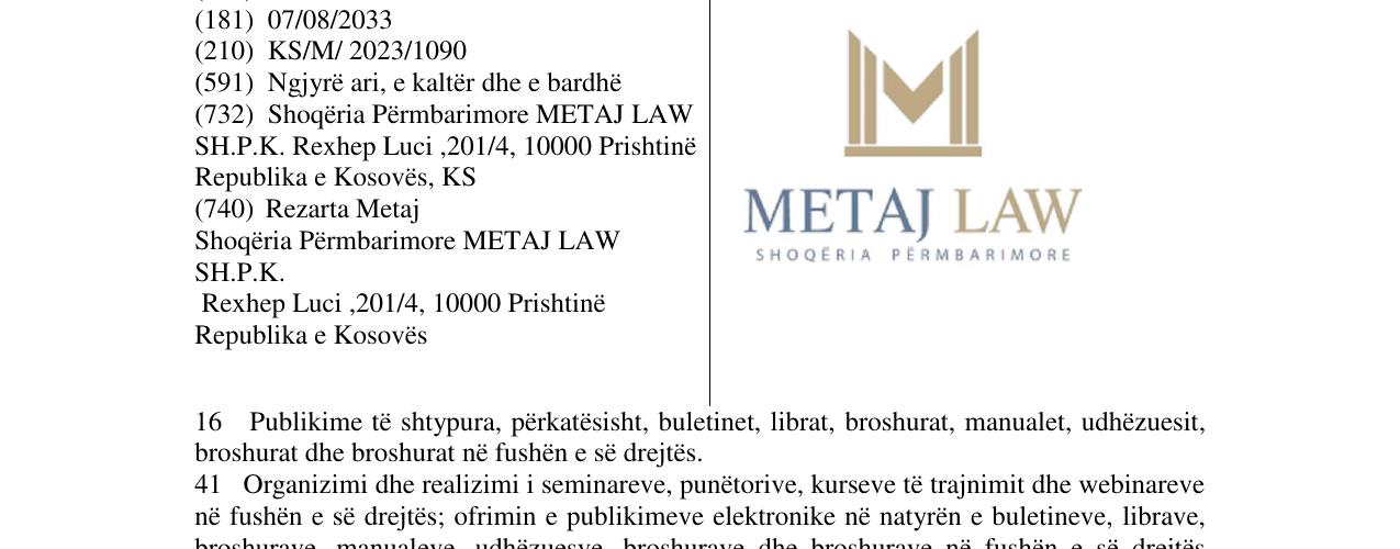 Zëri i markës METAJ LAW në buletin