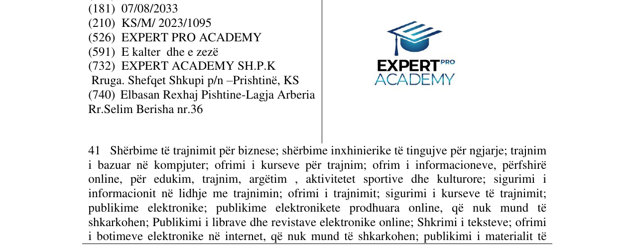 Zëri i markës EXPERT PRO ACADEMY në buletin