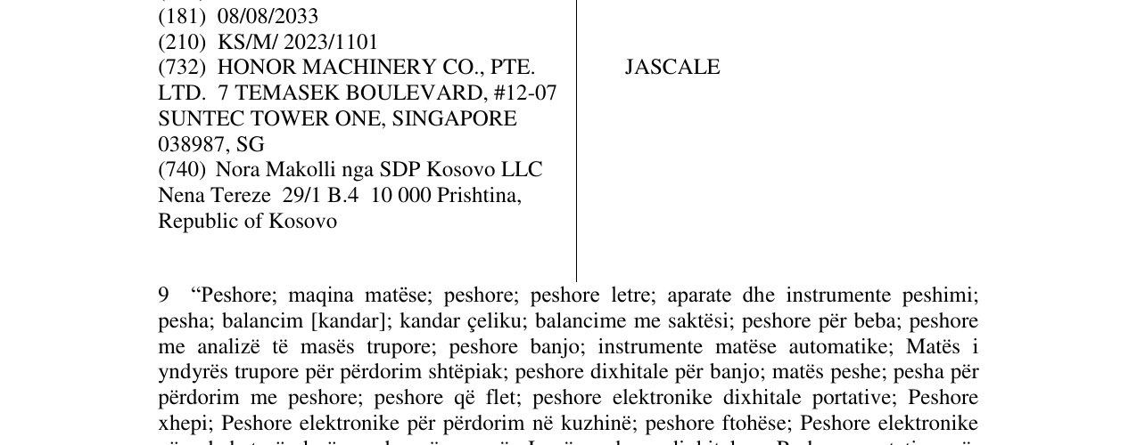 Zëri i markës JASCALE në buletin