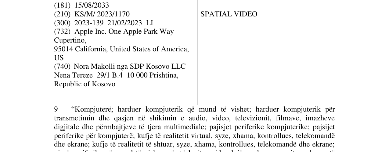 Zëri i markës SPATIAL VIDEO në buletin