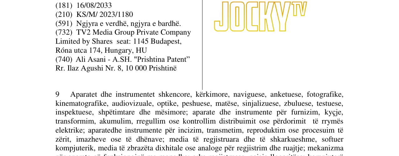 Zëri i markës JOCKY në buletin