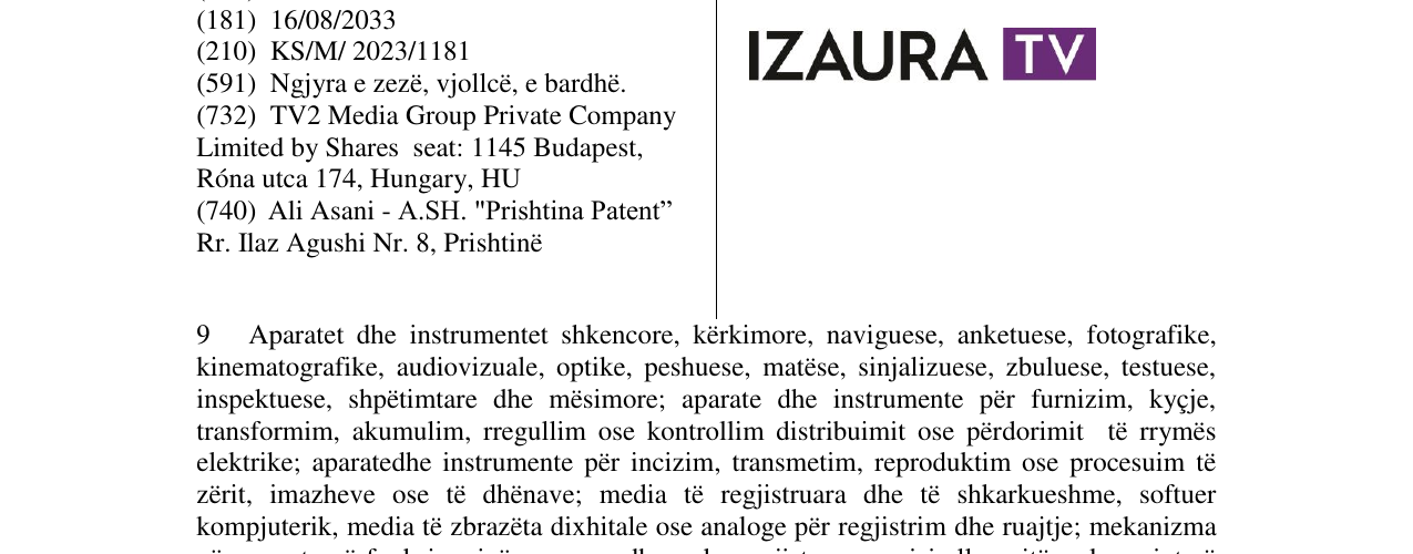 Zëri i markës IZAURA TV në buletin