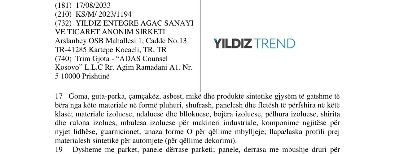 Zëri i markës YILDIZ TREND në buletin