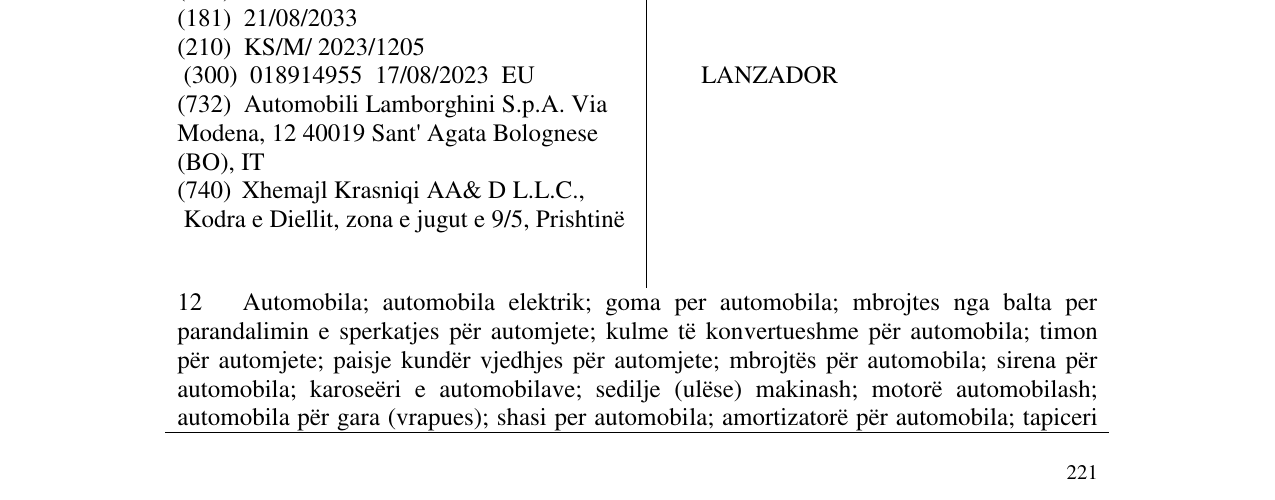 Zëri i markës LANZADOR në buletin