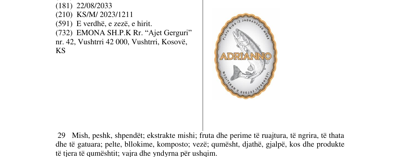 Zëri i markës ADRIANNO në buletin