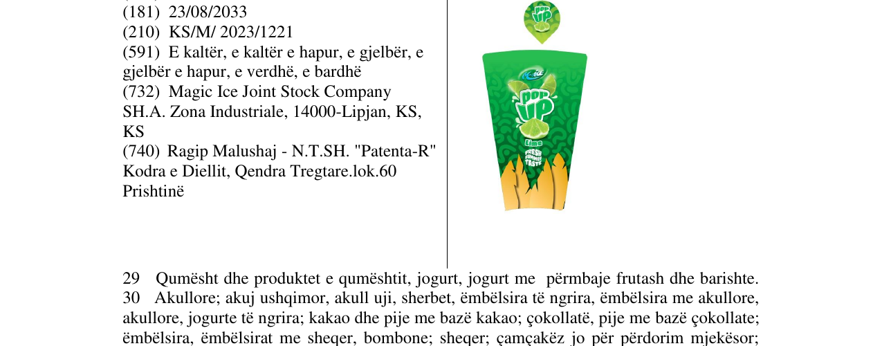 Zëri i markës pop up lime në buletin