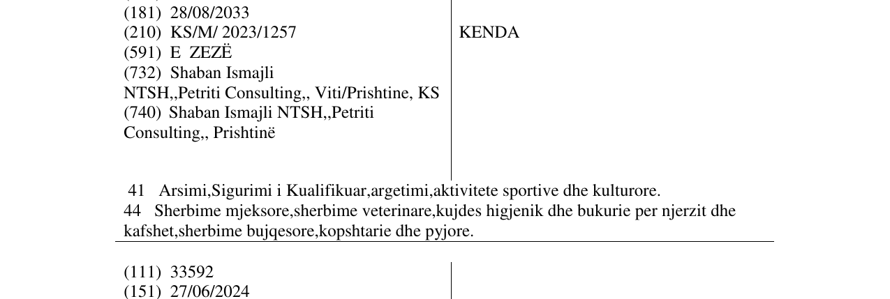 Zëri i markës KENDA në buletin