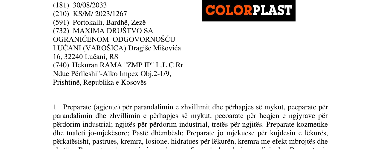 Zëri i markës COLORPLAST në buletin