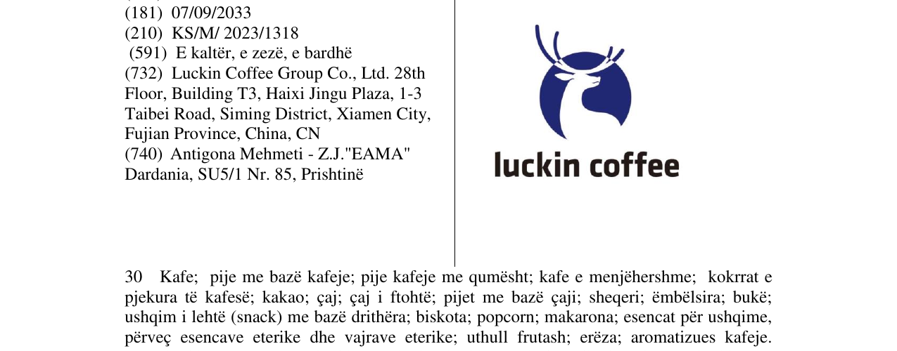 Zëri i markës luckin coffee në buletin