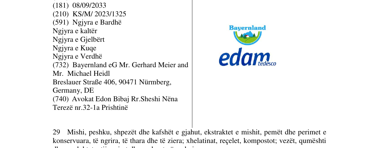 Zëri i markës edam në buletin