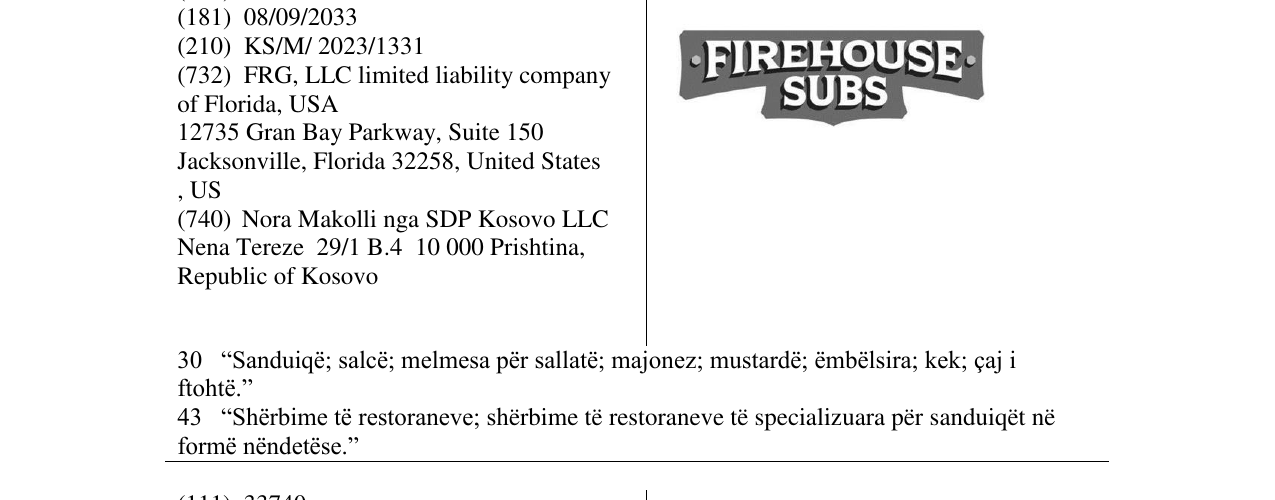 Zëri i markës FIREHOUSE SUBS në buletin